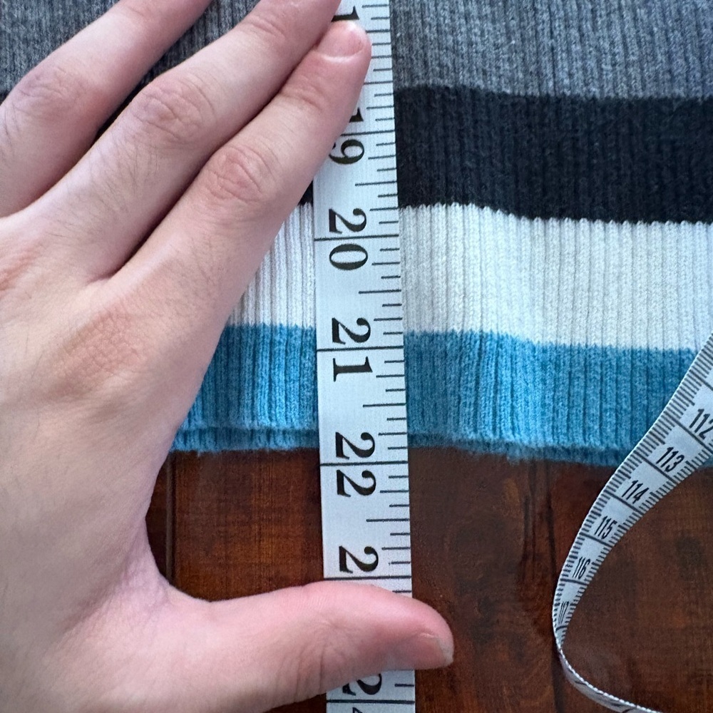 Croft and borrow blue 90s retro 2000s stripe v neck long sleeve sweater small - Picture 13 of 13